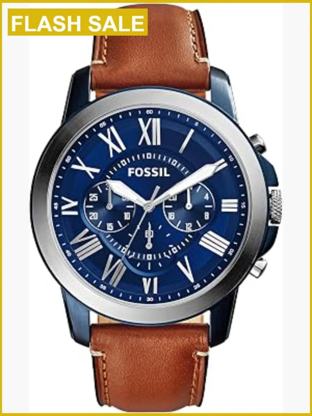 Men's Quartz Chronograph Watch 44mm Leather Strap Water Resistant